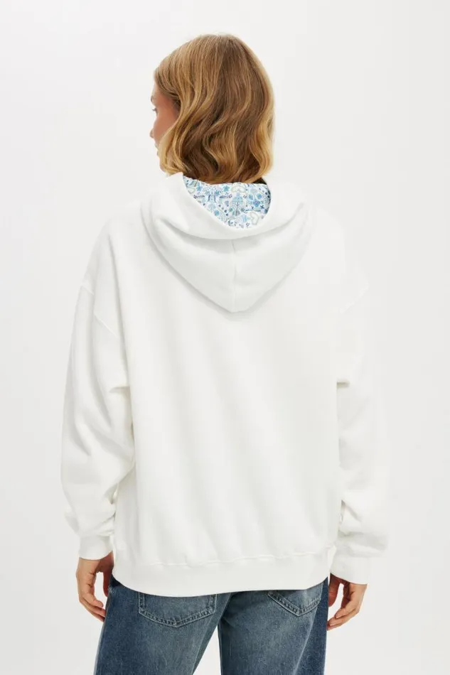 Cotton On SweatsandHoodies Classic Hoodie With Liberty Fabric Graphic Starwhite 8211 Women
