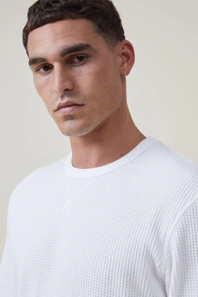Cotton On Tees and Tanks Chunky Waffle Long Sleeve Tshirt White Waffle 8211 Men Cotton On Tees and Tanks Chunky Waffle Long Sleeve Tshirt White Waffle 8211 Men