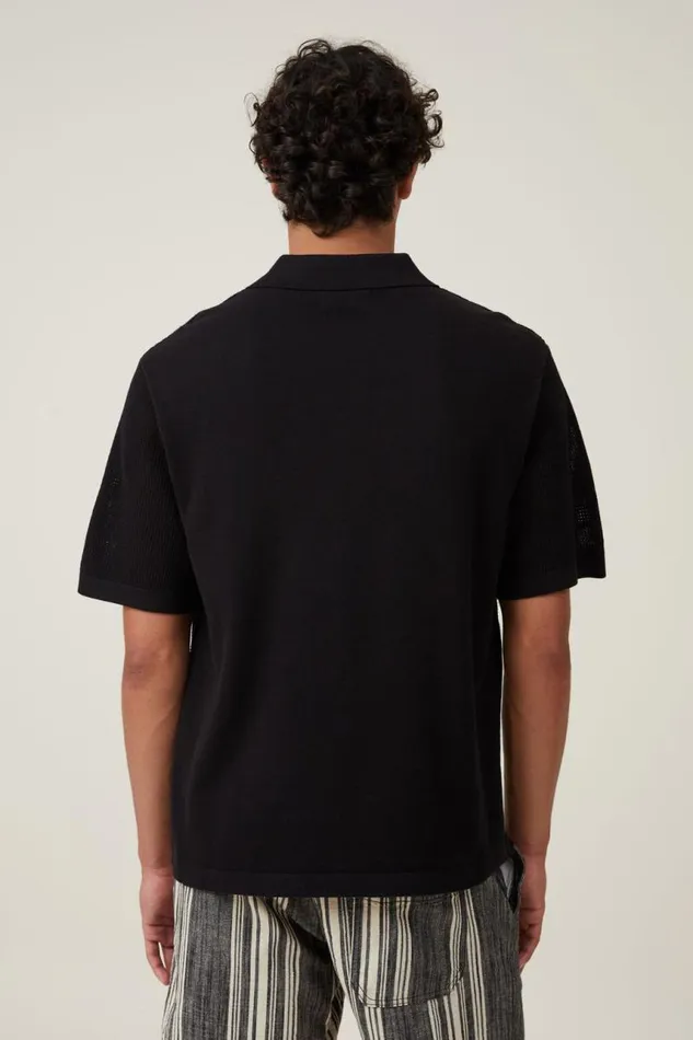 Cotton On Tees and Tanks Resort Short Sleeve Polo Jet Black 8211 Men Cotton On Tees and Tanks Resort Short Sleeve Polo Jet Black 8211 Men