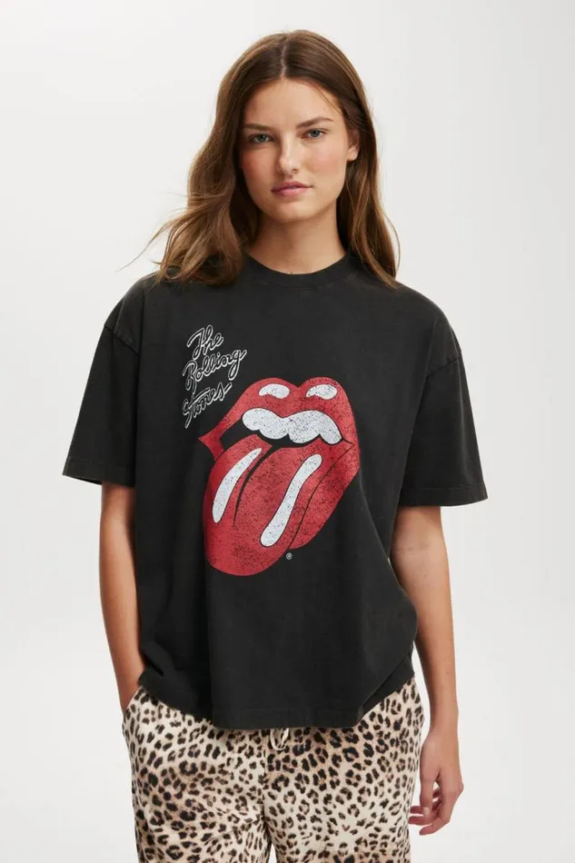 Cotton On Tops The Lcn Boxy Graphic Tee Lcn Br Rolling Stones Heritage Tongueblack 8211 Women Cotton On Tops The Lcn Boxy Graphic Tee Lcn Br Rolling Stones Heritage Tongueblack 8211 Women