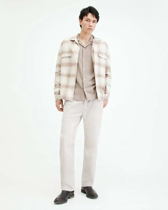 Curtis Straight Fit Corduroy Jeans Cool Grey Men AllSaints Pants