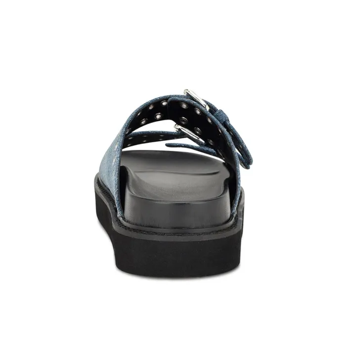 Eleny Buckle Slide Sandals Denim Women Nine West Casual Eleny Buckle Slide Sandals Denim Women Nine West Casual