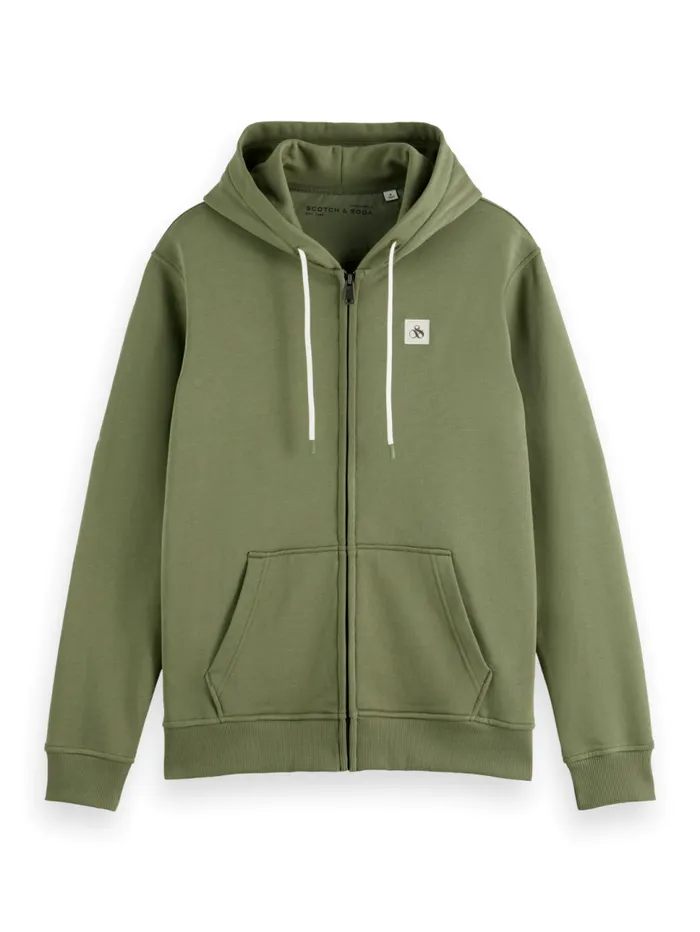 Essential Logo Badge Zipthrough Hoodie Green Ivy Men Scotch and Soda Sweatshirts and Hoodies