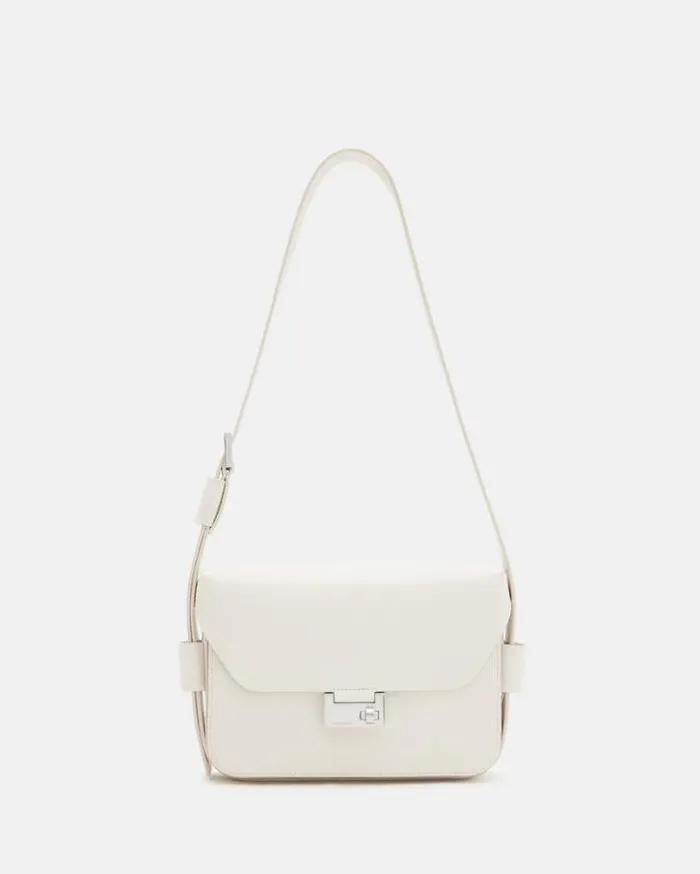 Etienne Leather Shoulder Bag Desert White Women AllSaints Handbags and Wallets