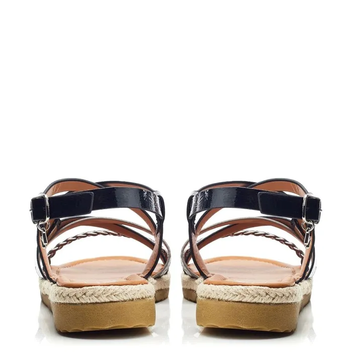 Flat Sandals Women Moda In Pelle Nanccey Black Porvair Flat Sandals Women Moda In Pelle Nanccey Black Porvair