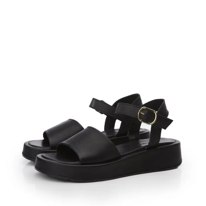 Flatform Sandals Women Moda In Pelle Shoon Sh Mirella Black Leather