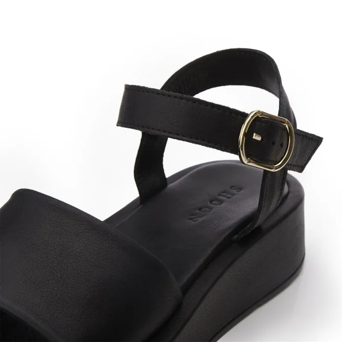 Flatform Sandals Women Moda In Pelle Shoon Sh Mirella Black Leather