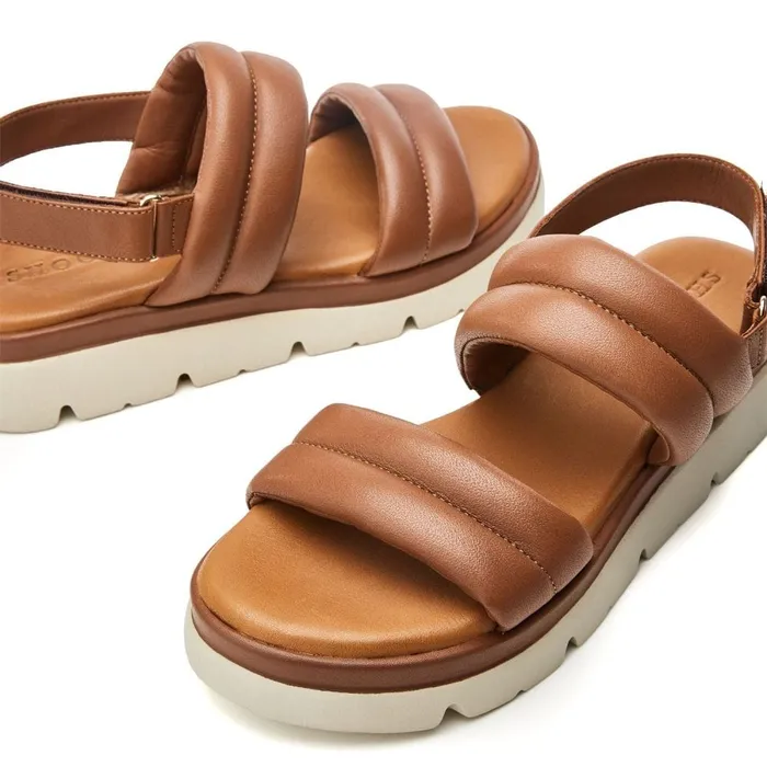 Flatform Sandals Women Moda In Pelle Shoon Sh Squash Tan Leather