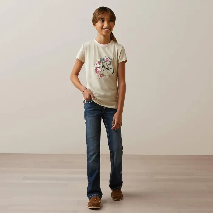 Flora TShirt Oatmeal Heather Kids Ariat English Riding Clothing