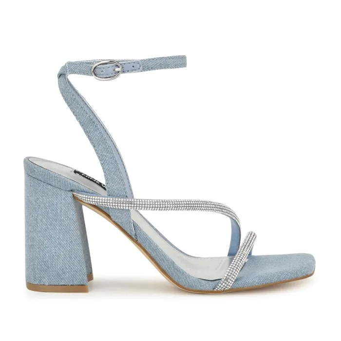 Gaden Ankle Strap Sandals Denim Women Nine West Dress