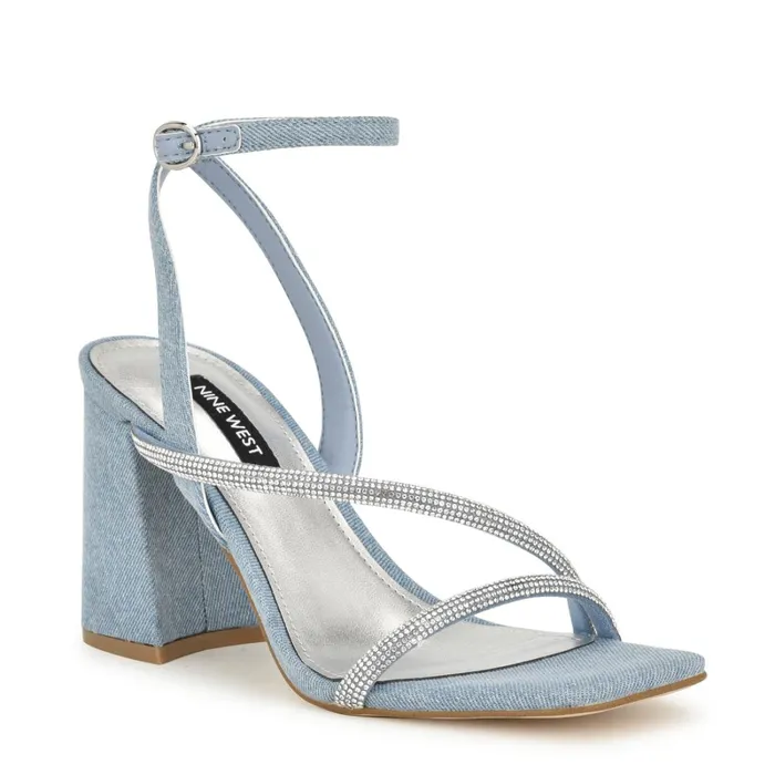 Gaden Ankle Strap Sandals Denim Women Nine West Dress Gaden Ankle Strap Sandals Denim Women Nine West Dress
