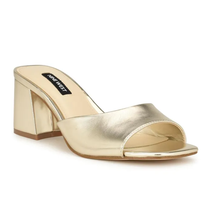 Gagen Slide Sandals Platino Women Nine West Dress Gagen Slide Sandals Platino Women Nine West Dress