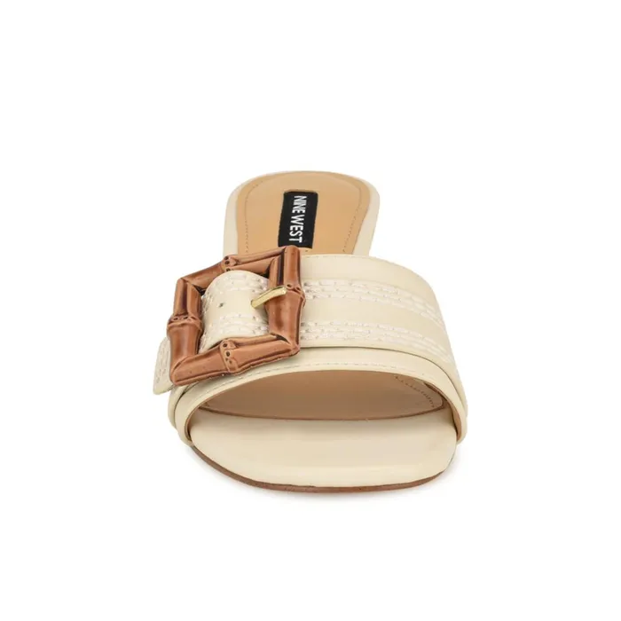 Garta Buckle Slide Sandals Chic Cream Women Nine West Heeled Garta Buckle Slide Sandals Chic Cream Women Nine West Heeled