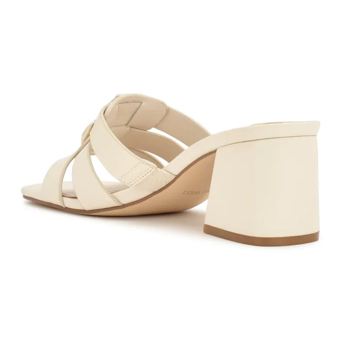 Gipper Heeled Slide Sandals Chic Cream Women Nine West Heeled Gipper Heeled Slide Sandals Chic Cream Women Nine West Heeled