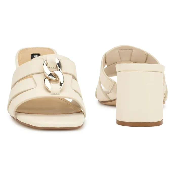 Gipper Heeled Slide Sandals Chic Cream Women Nine West Heeled Gipper Heeled Slide Sandals Chic Cream Women Nine West Heeled