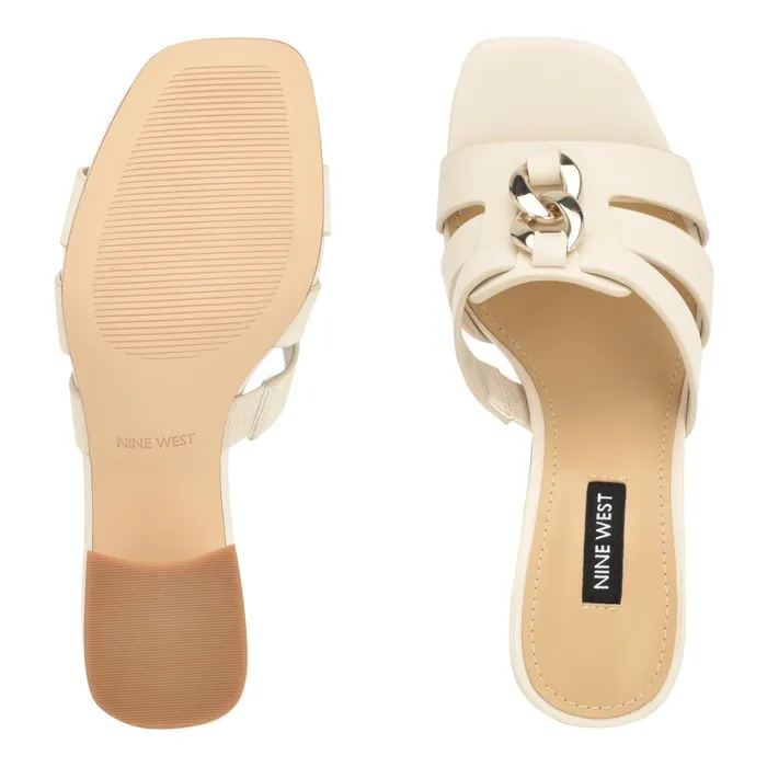 Gipper Heeled Slide Sandals Chic Cream Women Nine West Heeled Gipper Heeled Slide Sandals Chic Cream Women Nine West Heeled
