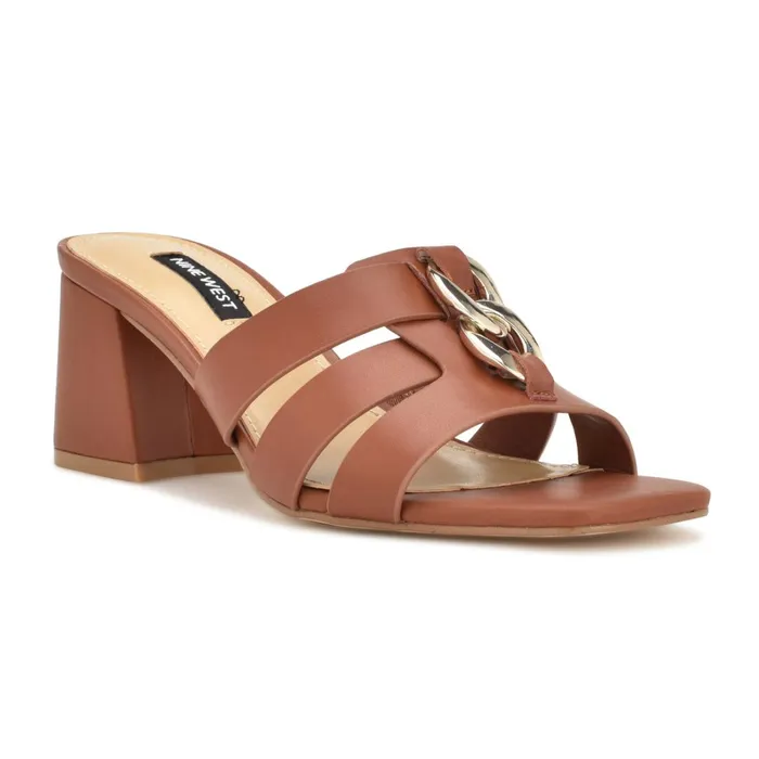 Gipper Heeled Slide Sandals Rich Coffee Women Nine West Dress Gipper Heeled Slide Sandals Rich Coffee Women Nine West Dress