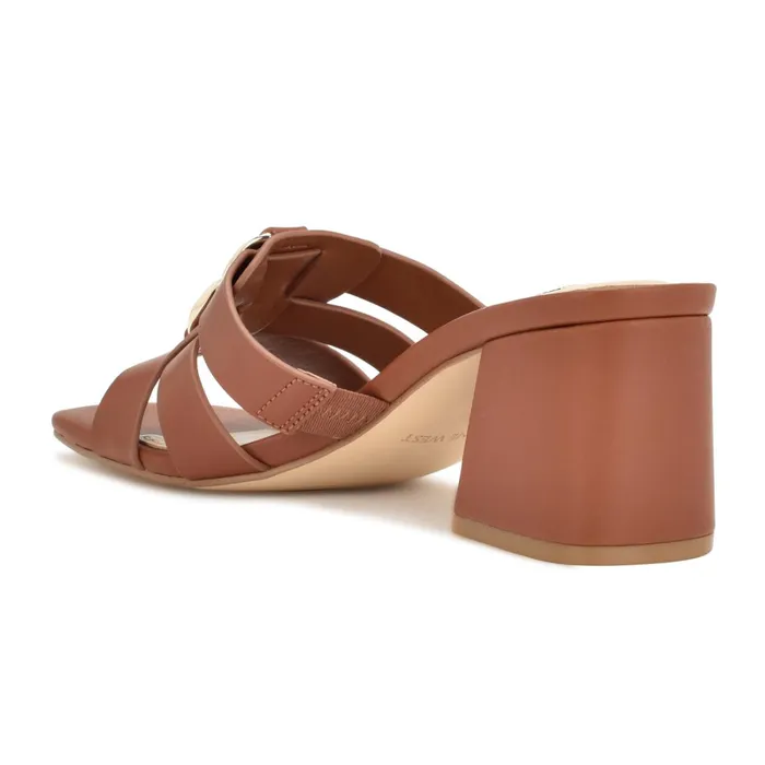 Gipper Heeled Slide Sandals Rich Coffee Women Nine West Dress Gipper Heeled Slide Sandals Rich Coffee Women Nine West Dress