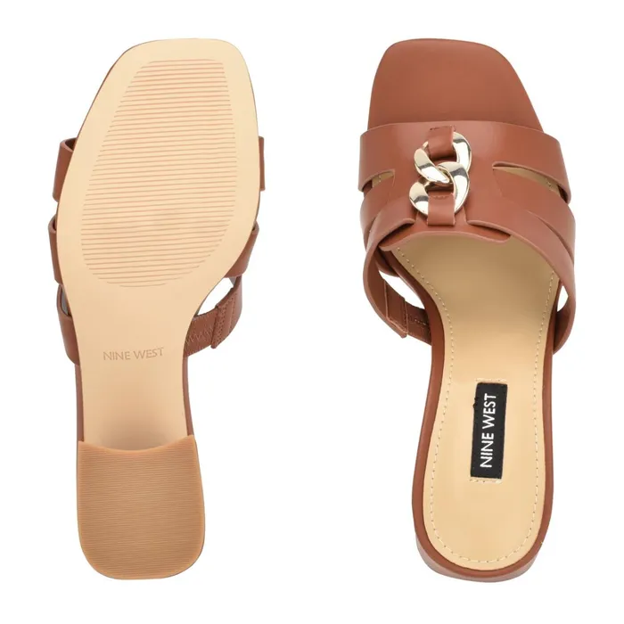 Gipper Heeled Slide Sandals Rich Coffee Women Nine West Dress Gipper Heeled Slide Sandals Rich Coffee Women Nine West Dress