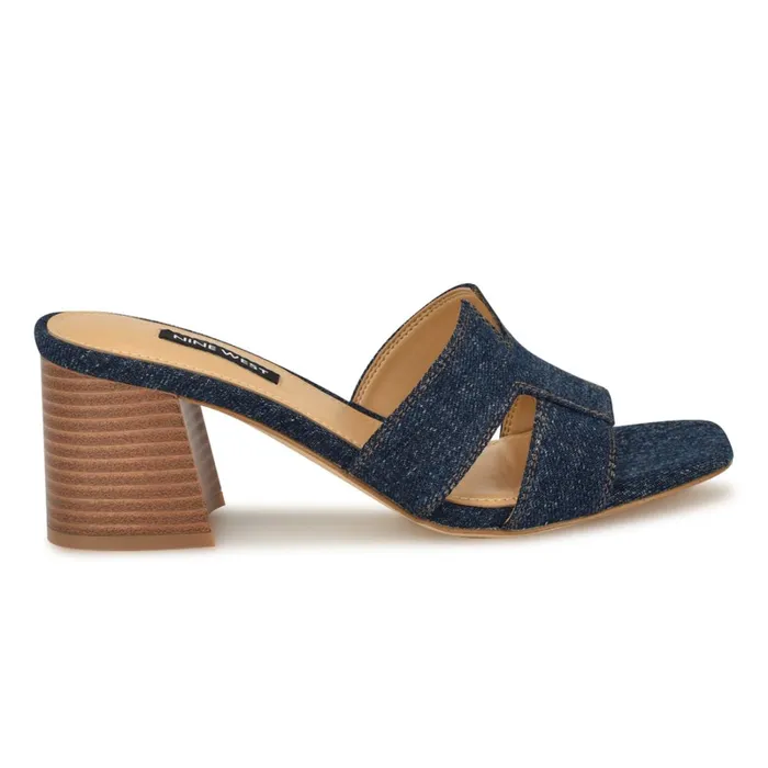 Griselda Block Heel Sandals Denim Women Nine West Dress