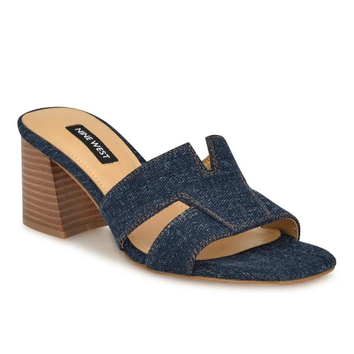 Griselda Block Heel Sandals Denim Women Nine West Dress Griselda Block Heel Sandals Denim Women Nine West Dress