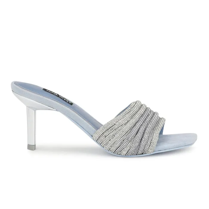 Harbor Heeled Slide Sandals Blue Women Nine West Dress