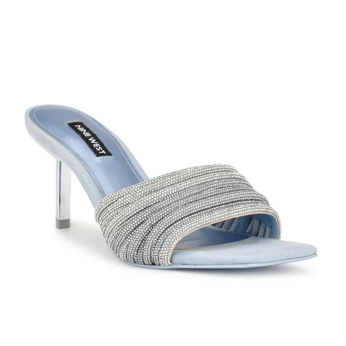 Harbor Heeled Slide Sandals Blue Women Nine West Dress Harbor Heeled Slide Sandals Blue Women Nine West Dress
