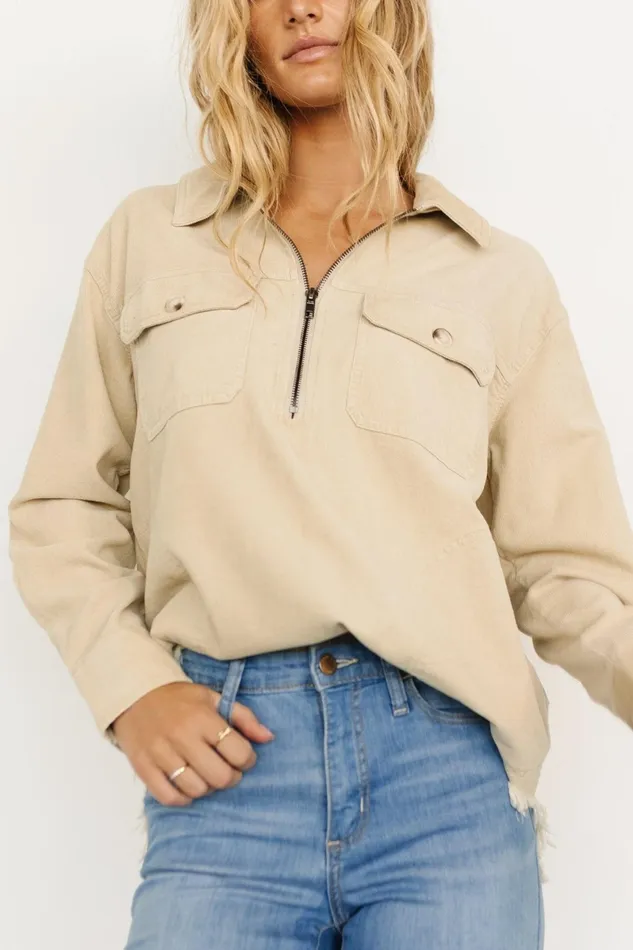 Hector Half Zip Corduroy Top Natural Women Baltic Born Outerwear