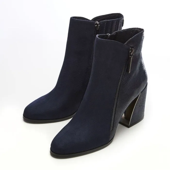 Heeled And Wedge Boots Women Moda In Pelle Amy Navy Alcantara