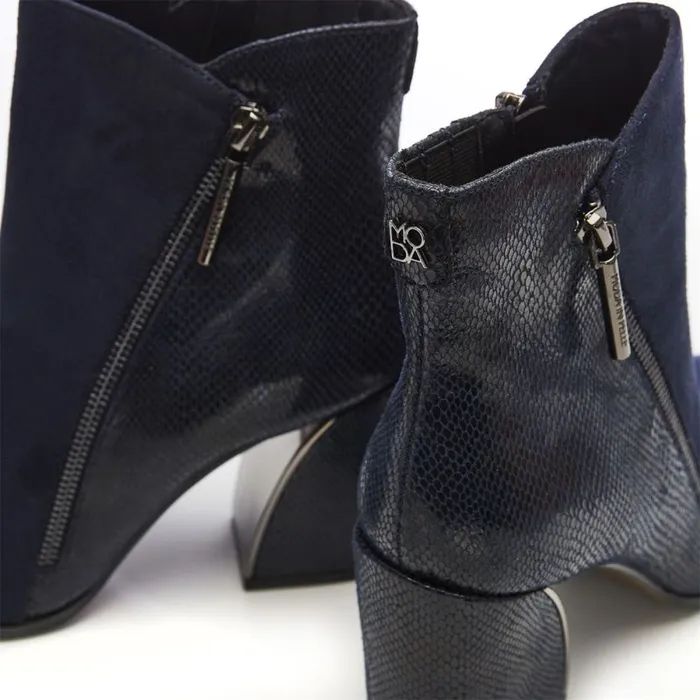 Heeled And Wedge Boots Women Moda In Pelle Amy Navy Alcantara
