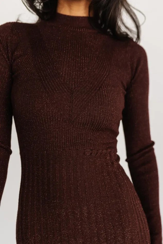 Jamelia Pleated Sweater Dress Brown Gold Women Baltic Born Maxi Dresses