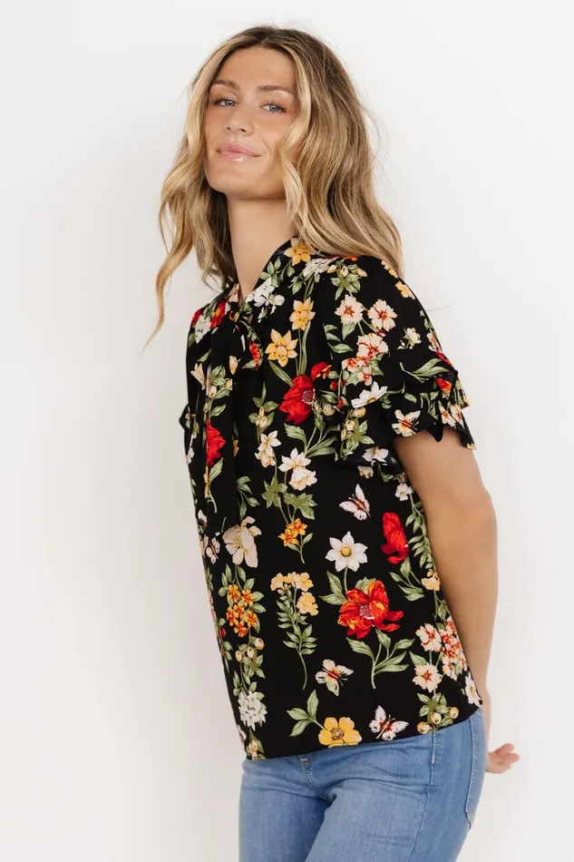 Judy Ruffle Sleeve Top Black Multi Women Baltic Born Blouses Shirts Judy Ruffle Sleeve Top Black Multi Women Baltic Born Blouses Shirts