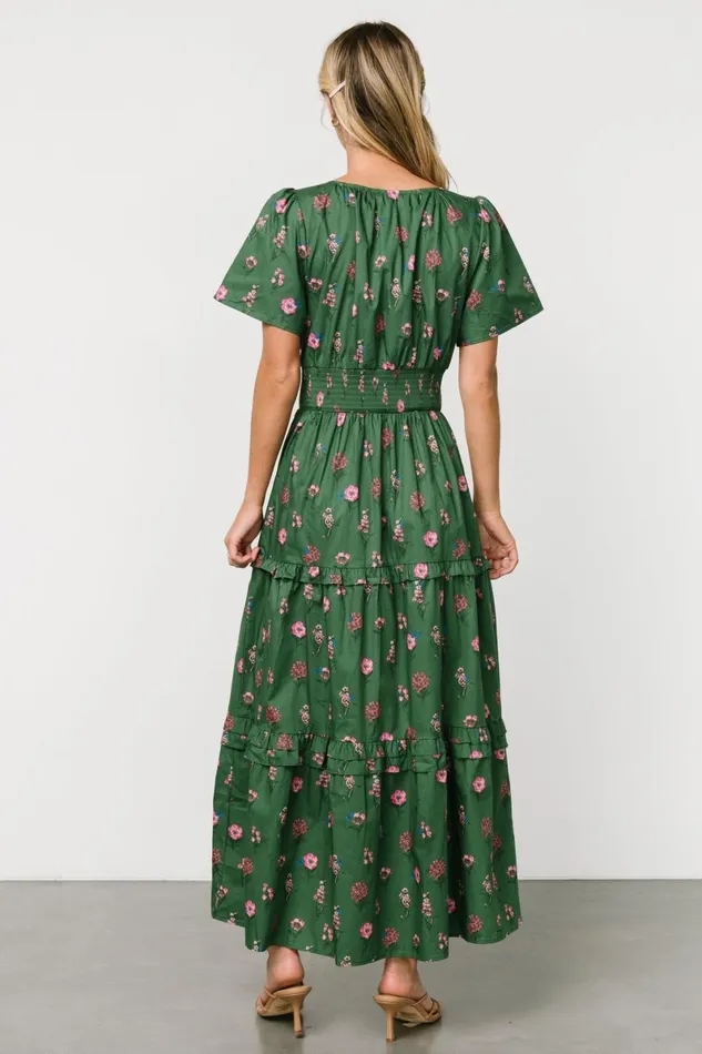 Kiana Poplin Maxi Dress Green Pink Women Baltic Born Bump Friendly Kiana Poplin Maxi Dress Green Pink Women Baltic Born Bump Friendly