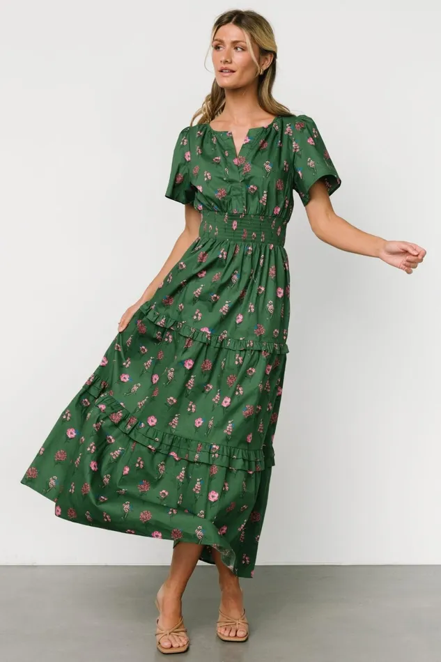Kiana Poplin Maxi Dress Green Pink Women Baltic Born Bump Friendly Kiana Poplin Maxi Dress Green Pink Women Baltic Born Bump Friendly