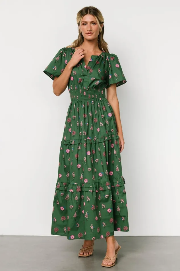 Kiana Poplin Maxi Dress Green Pink Women Baltic Born Bump Friendly Kiana Poplin Maxi Dress Green Pink Women Baltic Born Bump Friendly