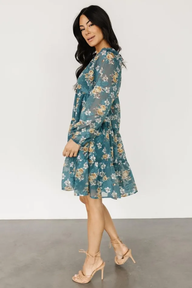 Lombard Tiered Dress Blue Gold Women Baltic Born Bump Friendly Lombard Tiered Dress Blue Gold Women Baltic Born Bump Friendly