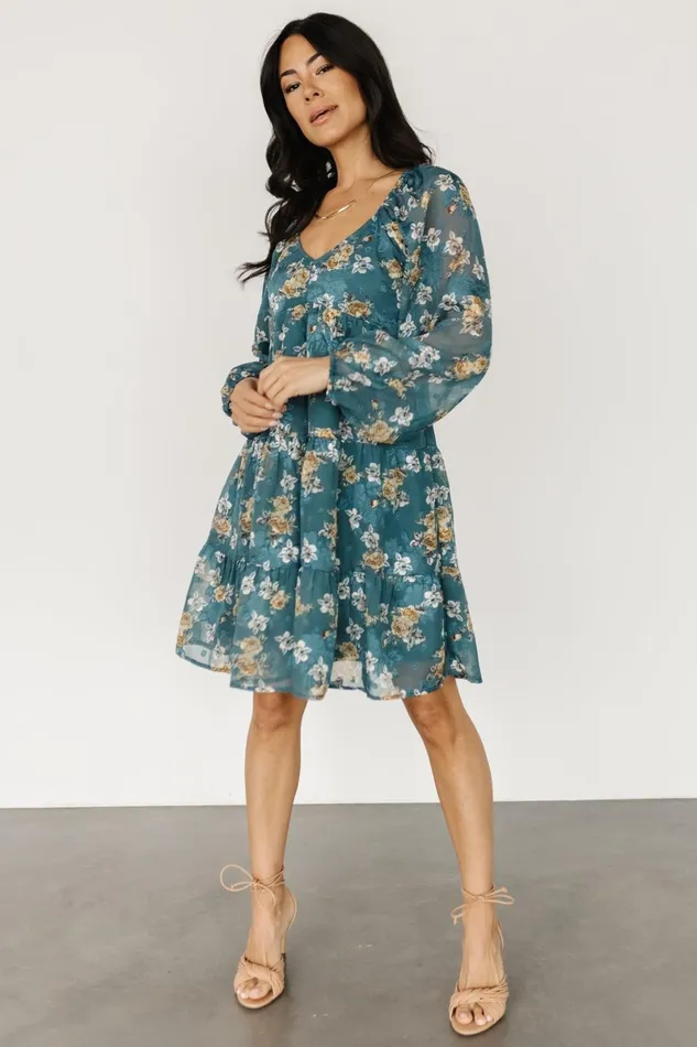 Lombard Tiered Dress Blue Gold Women Baltic Born Bump Friendly Lombard Tiered Dress Blue Gold Women Baltic Born Bump Friendly