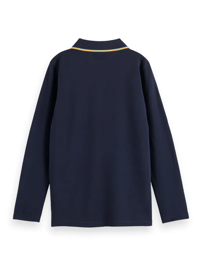 LONGSLEEVED POLO WITH TIPPING Military Kids Scotch and Soda Polo039s