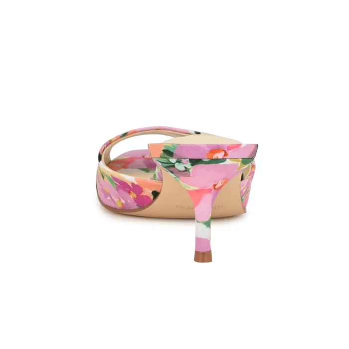 Luvlie Heeled Slide Sandals Pink Floral Women Nine West Dress Luvlie Heeled Slide Sandals Pink Floral Women Nine West Dress