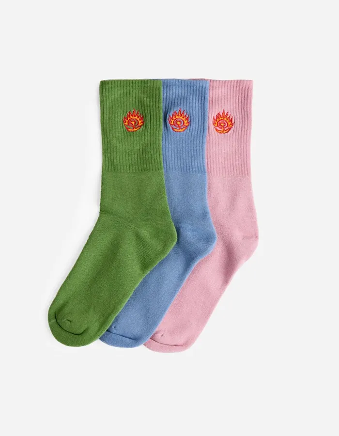 Maharishi Socks 1264 Micro Dragon Sport Sock 3 Pack Subdued BlueBamboo GreenFlag Pin 8211 Men