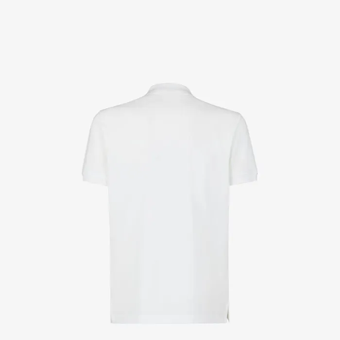 Man White Piqu Polo Shirt White Fendi Tshirts and Polos
