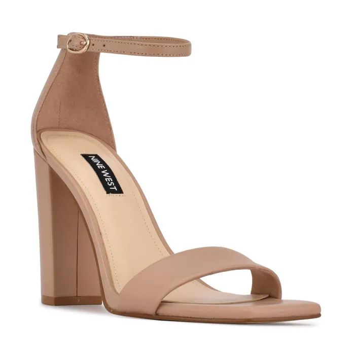 Marrie Ankle Strap Sandals Nude Leather Women Nine West Dress