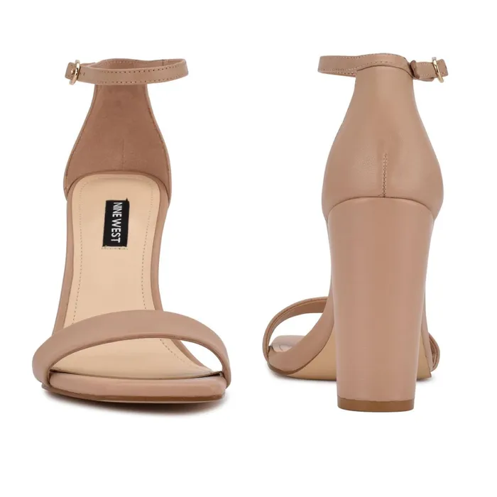 Marrie Ankle Strap Sandals Nude Leather Women Nine West Dress