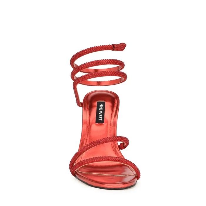 Maskil Ankle Wrap Heeled Sandals Red Women Nine West Dress Maskil Ankle Wrap Heeled Sandals Red Women Nine West Dress
