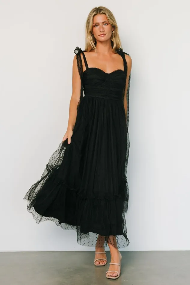 Mavani Swiss Dot Tulle Maxi Dress Black Women Baltic Born Tulle Styles