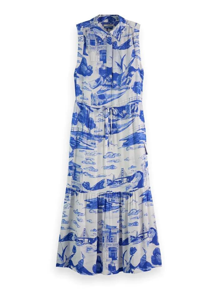 MAXI FLUID UTILITY DRESS Journey Of The Free Mind Blue Women Scotch and Soda Dresses and Jumpsuits