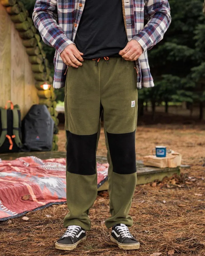 Men Bottoms Passenger Set Off Recycled Polar Fleece Jogger True Black Khaki True Black Khaki