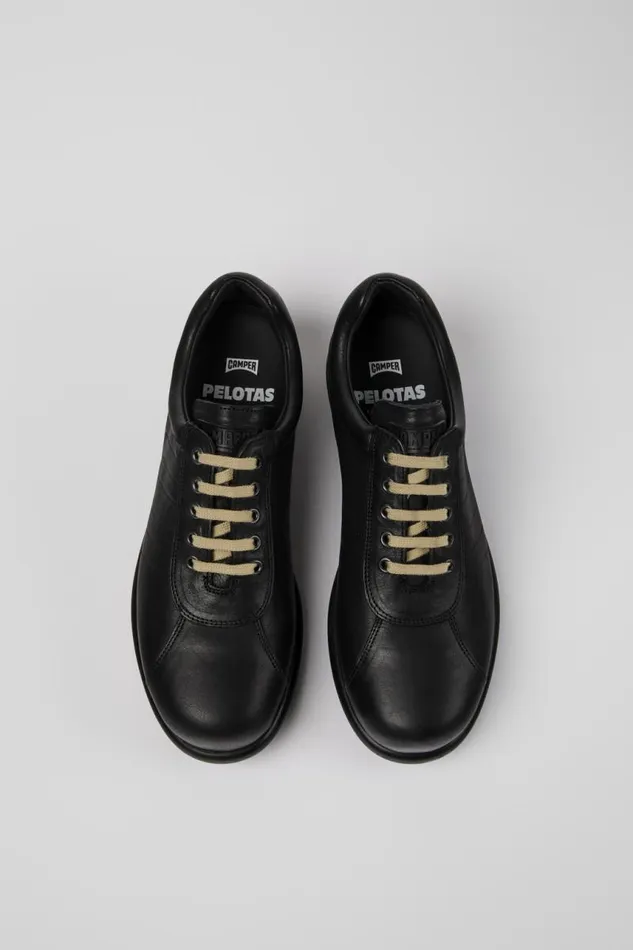 Men Camper Casual Shoes Pelotas Black Leather Shoes