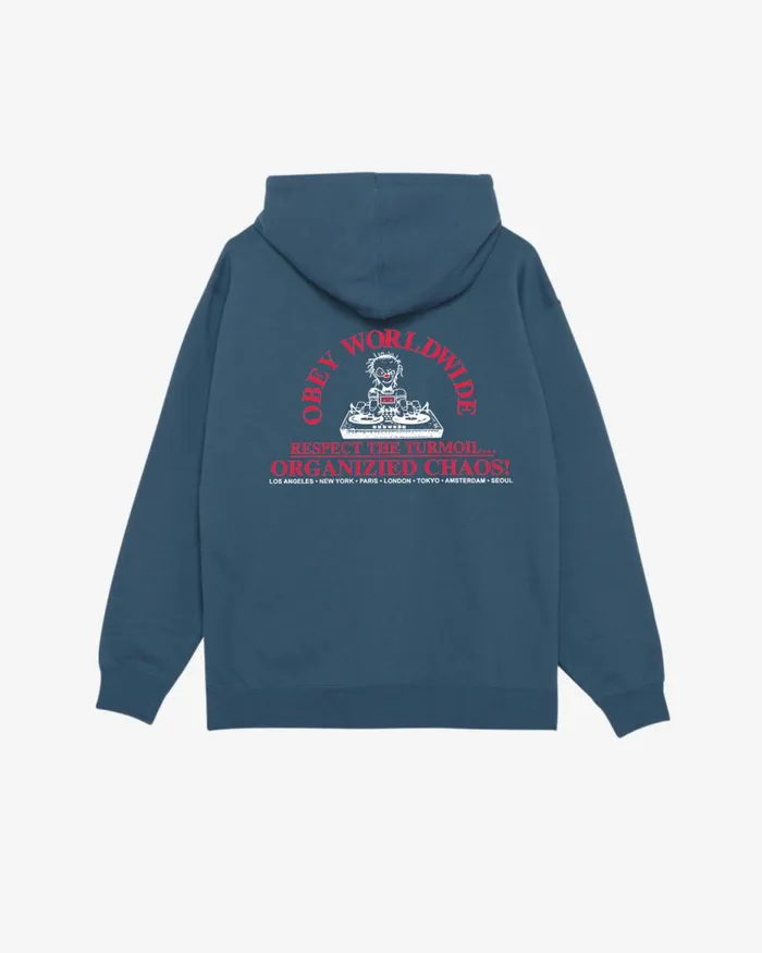 Men ORGANIZIED CHAOS HEAVYWEIGHT ZIP HOOD Coronet Blue OBEY Clothing SWEATSHIRTS