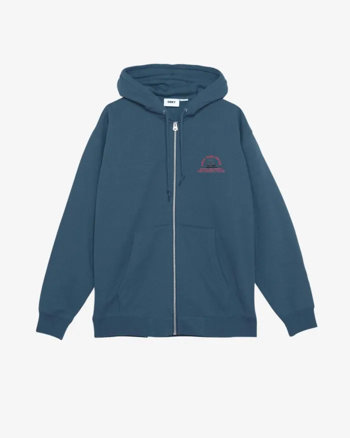 Men ORGANIZIED CHAOS HEAVYWEIGHT ZIP HOOD Coronet Blue OBEY Clothing SWEATSHIRTS
